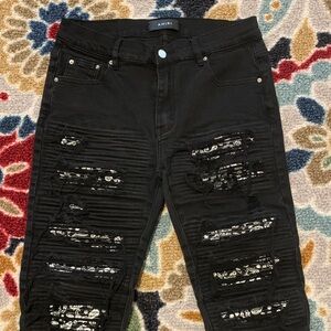 AMIRI Black Distressed Skinny Jeans